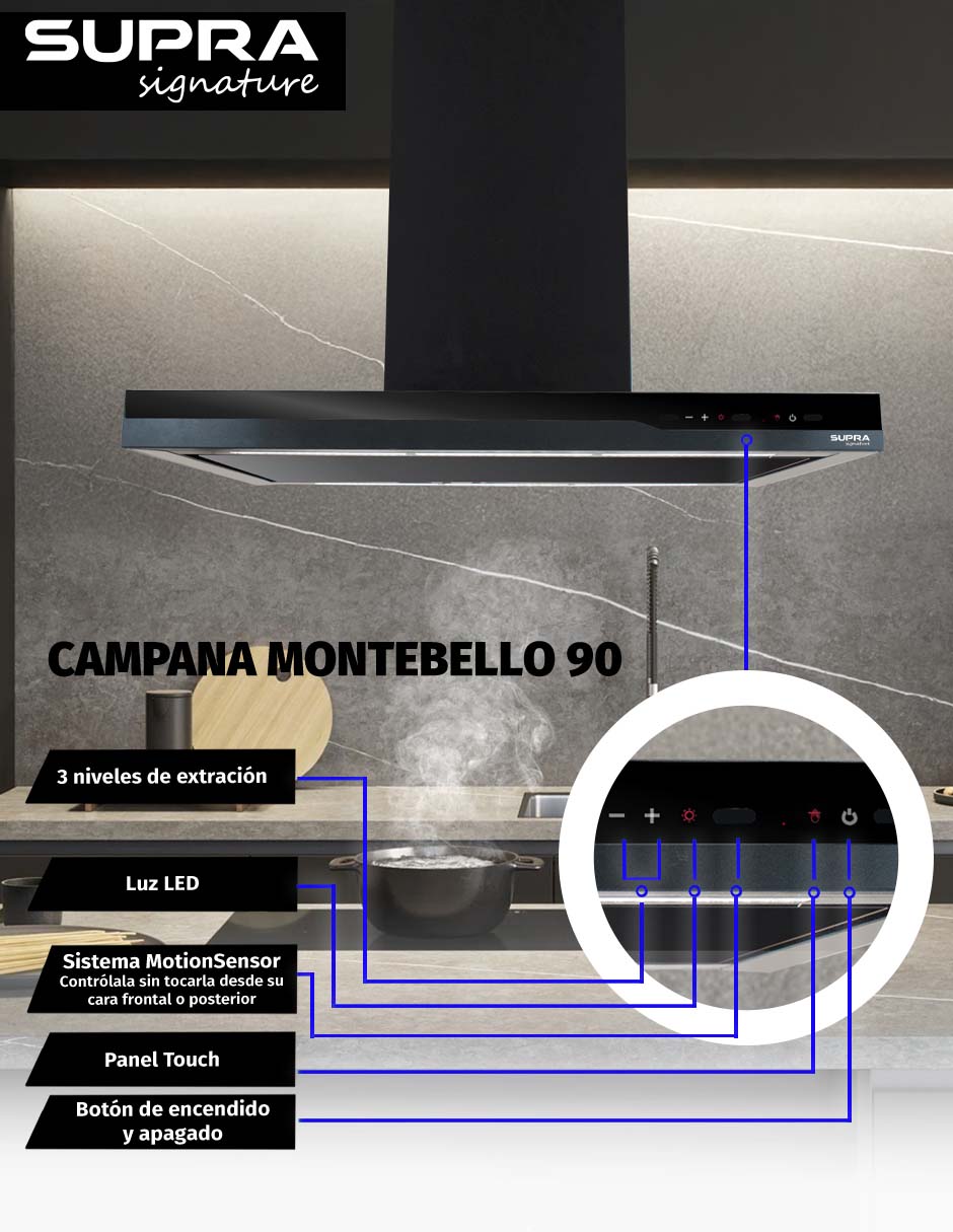 Campana de pared Montebello 90 de acero 8