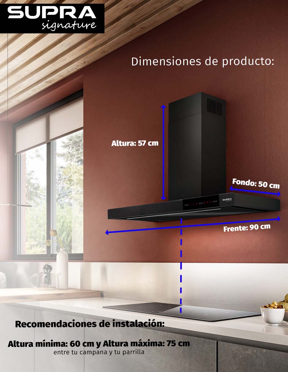 Campana de pared Alenia 90 de acero 12