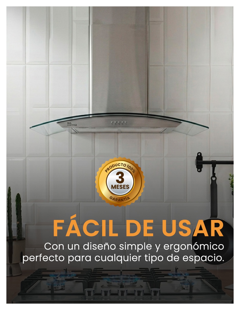 Campana de pared campana 76cm acero de acero inoxidable 2