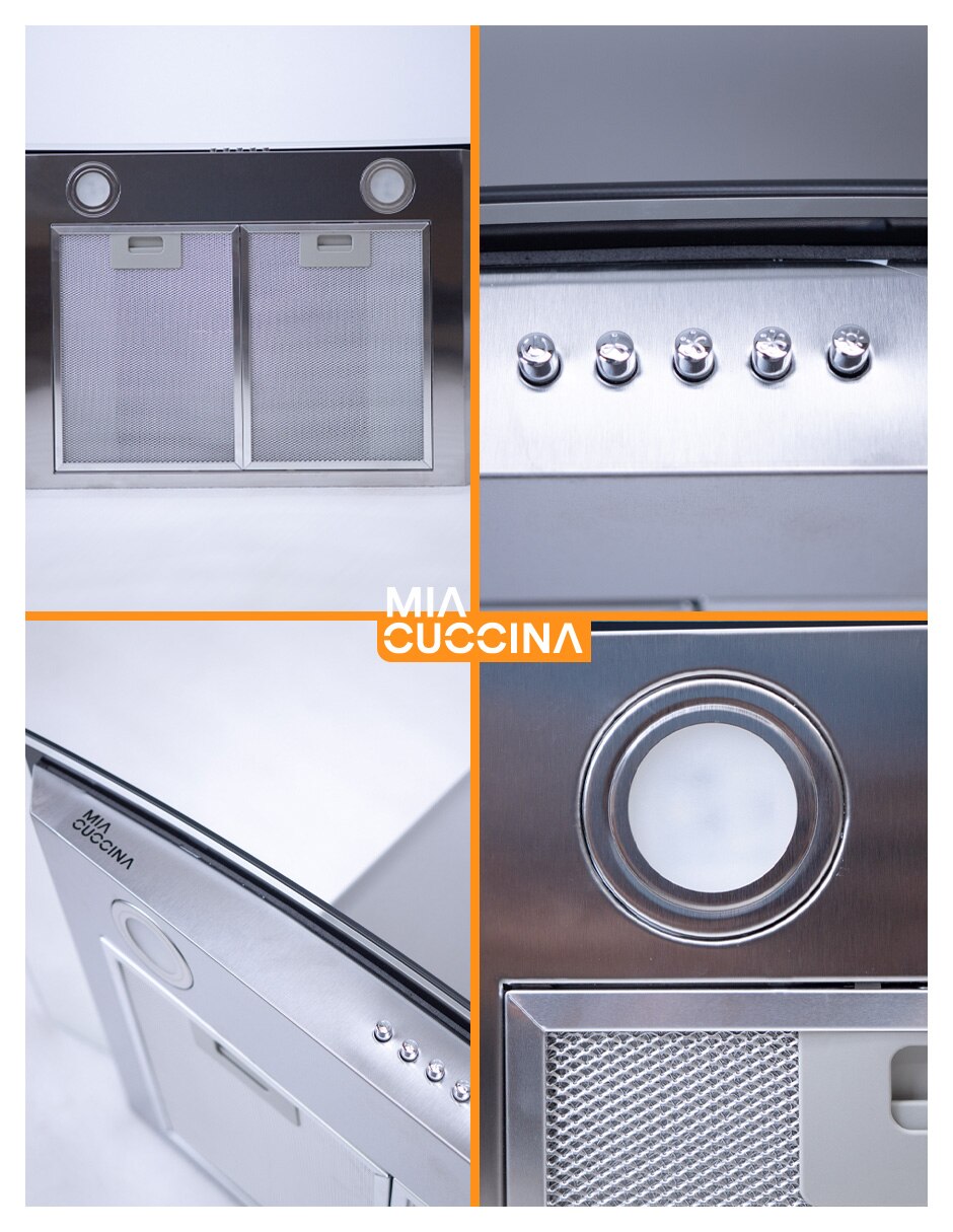 Campana de pared campana 76cm acero de acero inoxidable 4