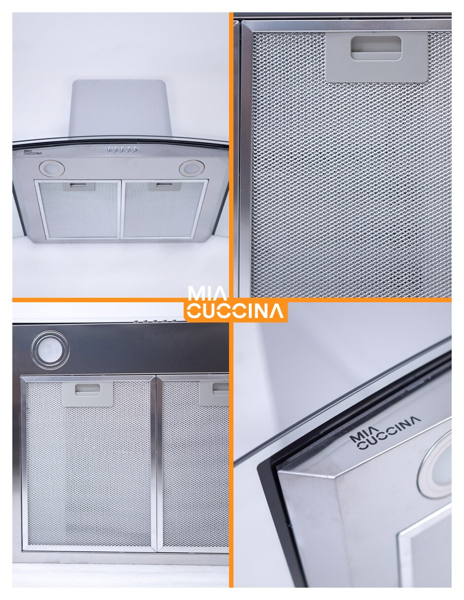 Campana de pared campana 76cm acero de acero inoxidable 6