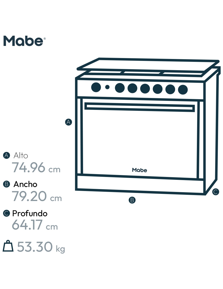 Estufa empotrable a 79.2 cm MA0C80500CMP80BGX de quemadores 17