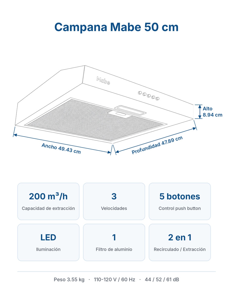 Campana plana cmpu50bssx0 de acero inoxidable 4