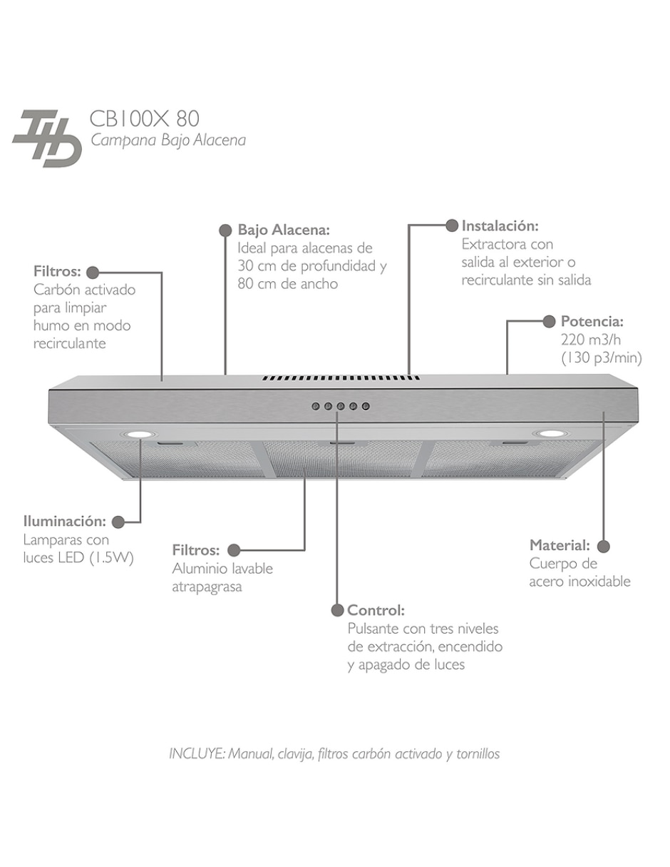 Campana plana cb100x 80 de acero inoxidable 3