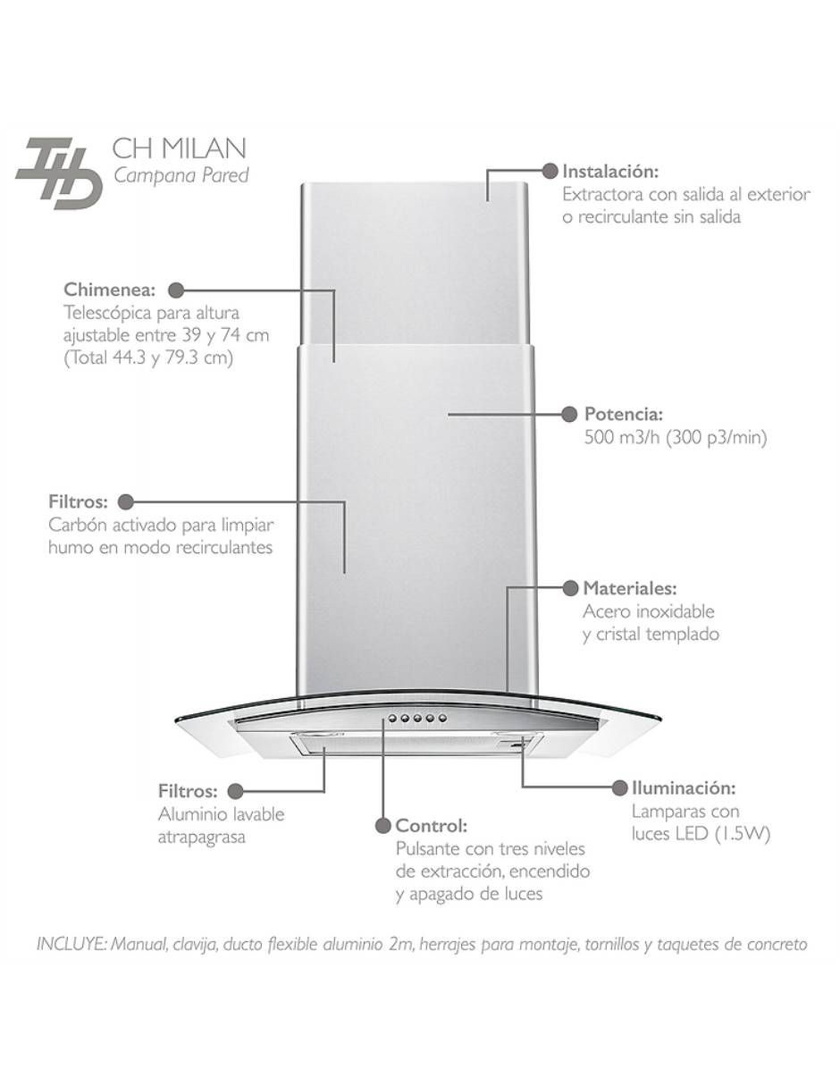 Campana plana ch milan 60 de acero inoxidable 5