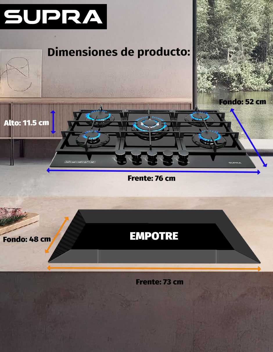 Parrilla a empotrable supra